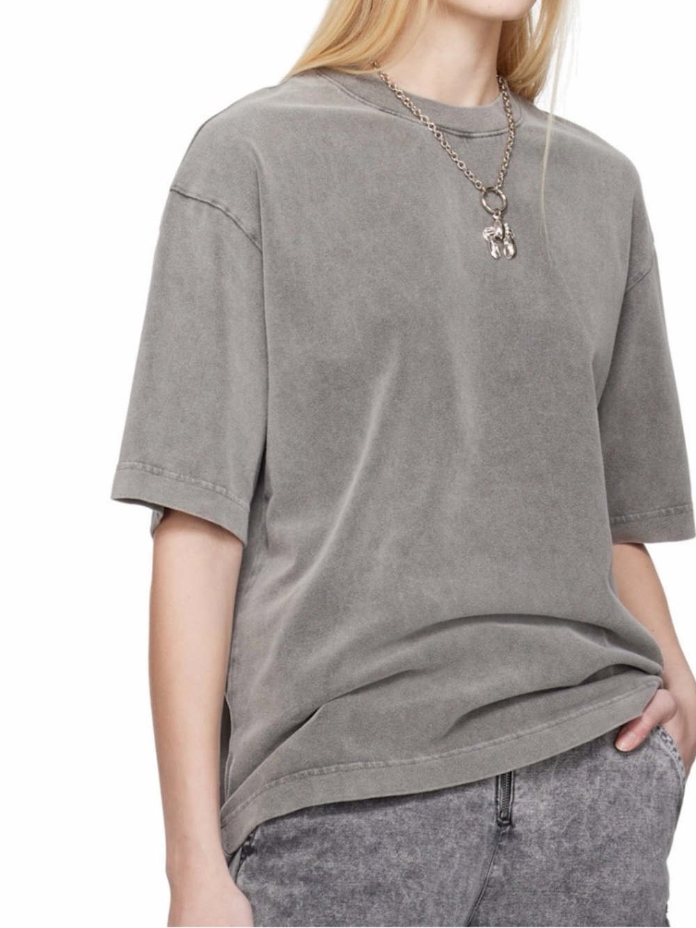 Acne Studios Washed Gray Short Sleeve Crew Tee